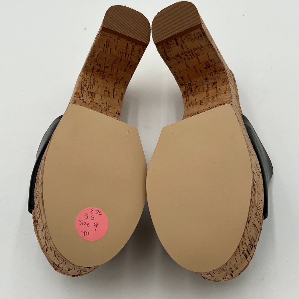 FOWT Black Cork High Chunky Heel Backless MulesPlatform Open Toe Sandals - Picture 6 of 6